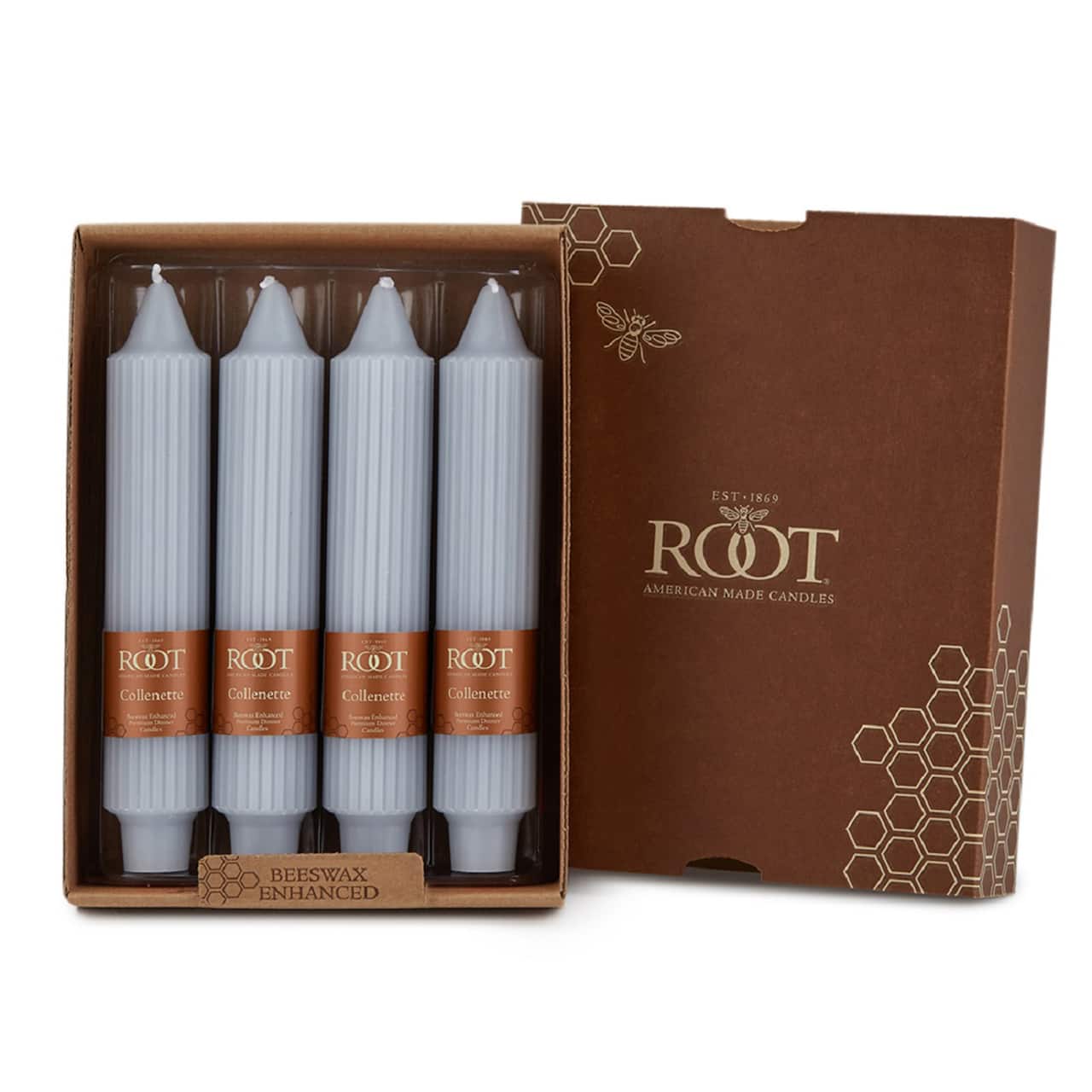 Root Candles 7" Unscented Grecian Collenette Taper Candles, 4ct.